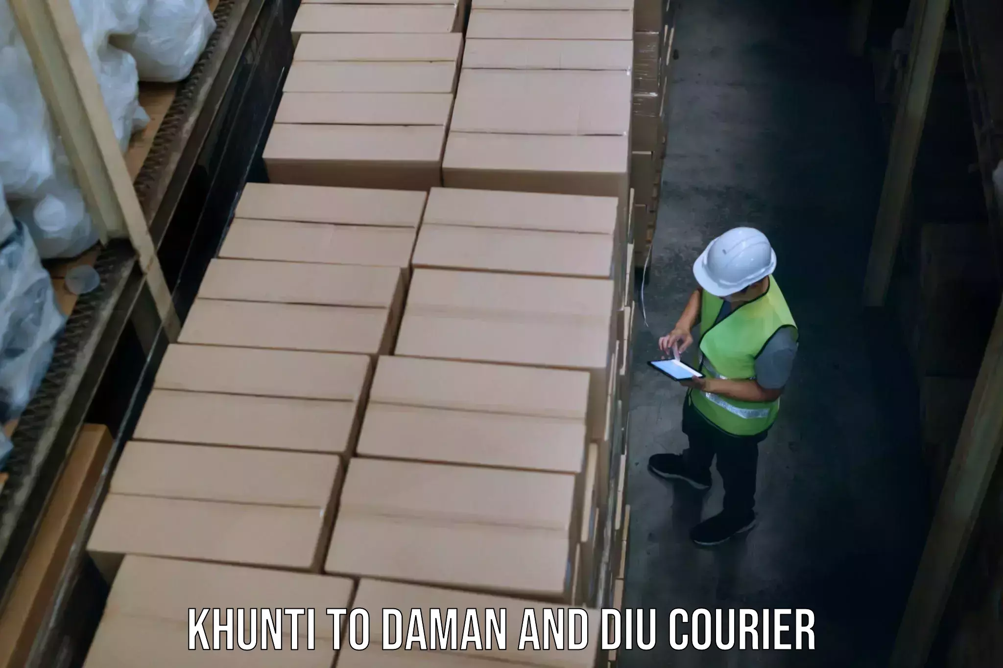 Emergency baggage service Khunti to Daman and Diu